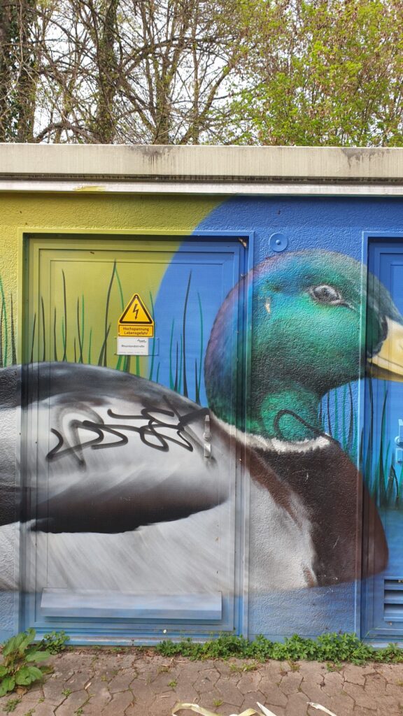 beschmiertes Enten-Graffiti