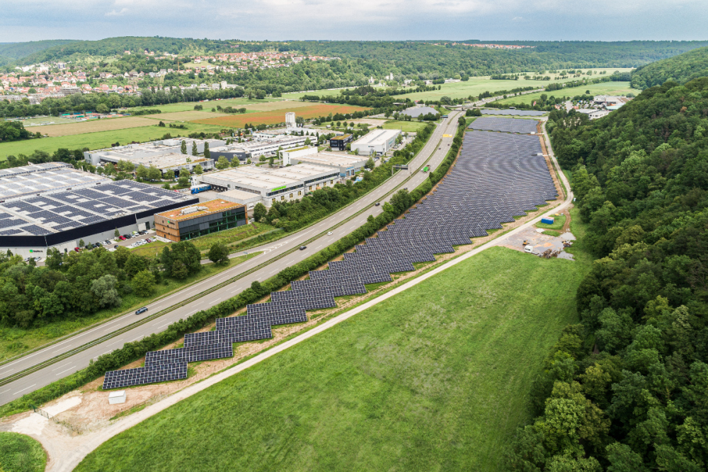 Luftaufnahme Solarpark Traufwiesen an der B 27 Tübingen