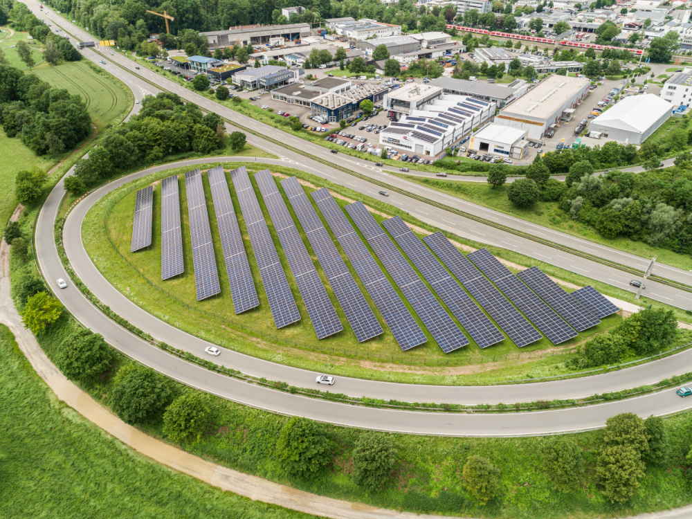 Luftaufnahme Solarpark Traufwiesen an der B 27 Tübingen