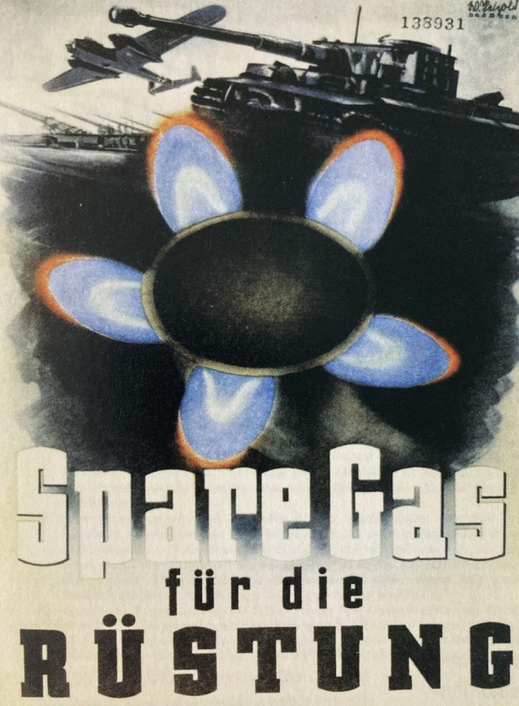 Plakat "Spare Gas für die Rüstung"