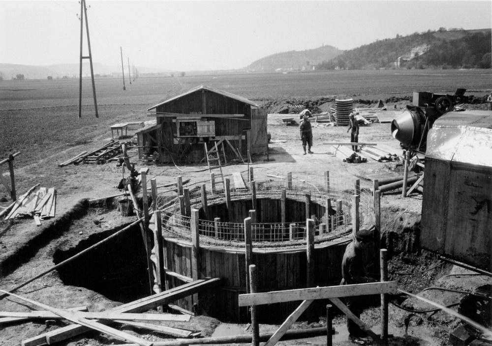 Baustelle für den Brunnen Unteres Neckartal 1954