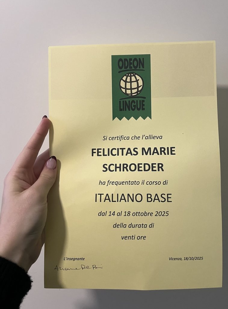 Das Sprachdiplom "Italiano Base" ist Bestandteil des Erasmus-Aufenthalts